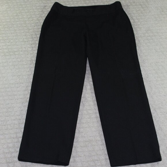 Investments Black Straight Leg Mid Rise Pull On Dress Pants - Picture 1 of 7